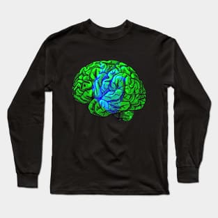 Brain&Heart Interactive Green&Blue Filter T-Shirt #2 By Red&Blue Long Sleeve T-Shirt